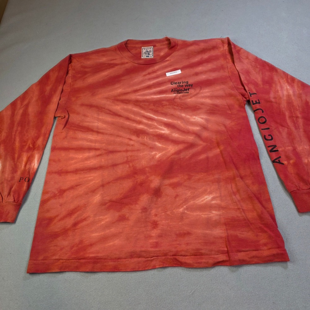 Vintage Alore AngioJet Medical Tie Dye Long Sleeve Shirt Mens L Red Distressed